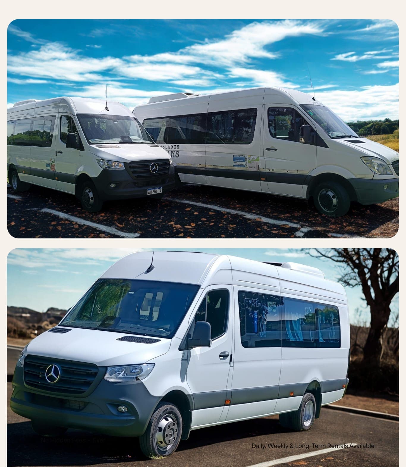 Unidades Sprinter de LP Vans estacionadas